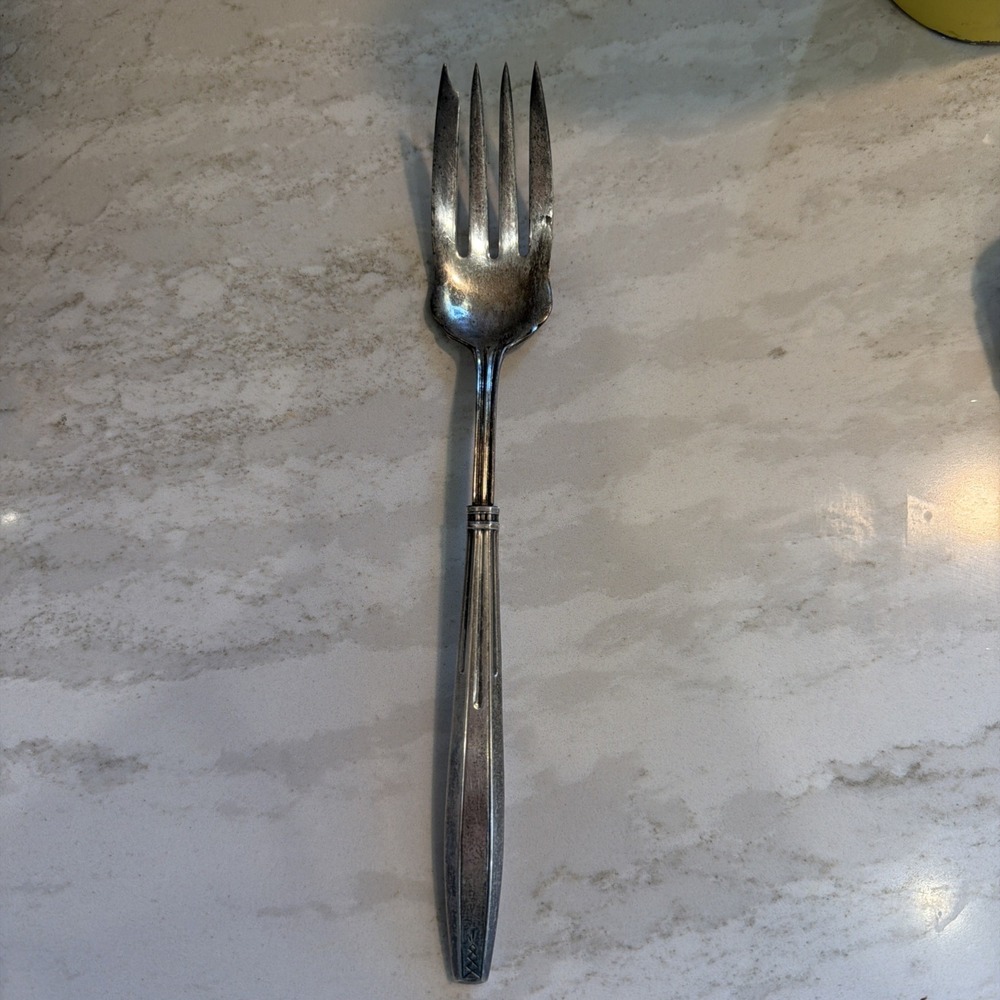 Meat Fork with Sterling Silver Handle. 9 inches long